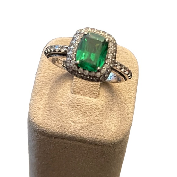 Sterling silver 925 Tacori Fancy green glass CZ dinner ring - Picture 7 of 9